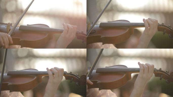 女小提琴手，小提琴手-她的手特写