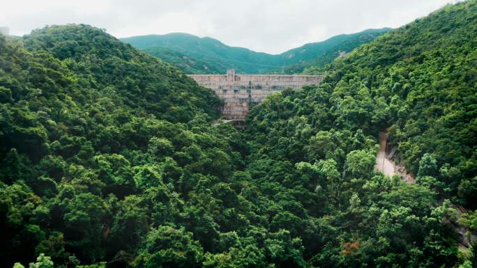 香港大潭水库的无人机视图