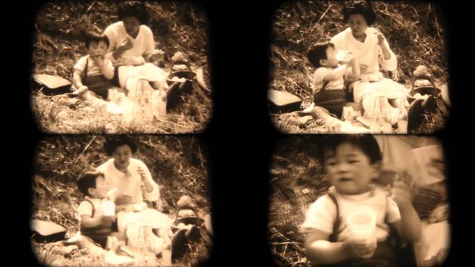 60年代的8毫米镜头-母子俩野餐