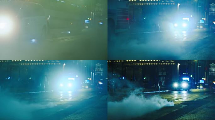 曼哈顿雨夜巴士汽车烟雾