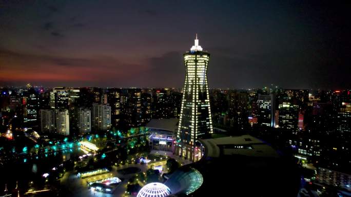 杭州西湖文化广场夜景全景