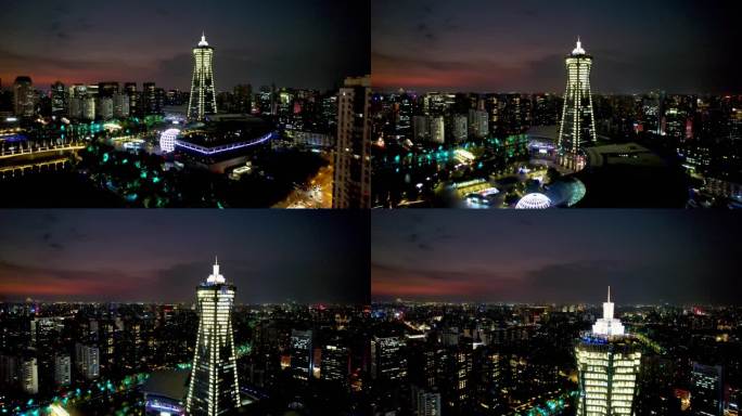 杭州西湖文化广场夜景全景