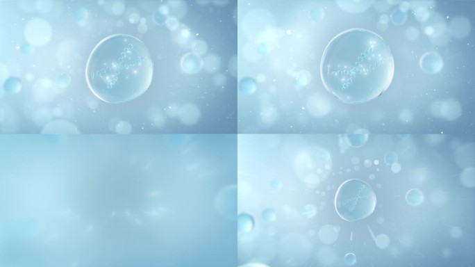 DNA分子细胞核 蓝色化妆品面膜水珠