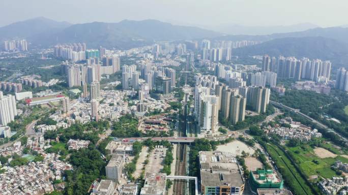 香港上水镇无人机视图