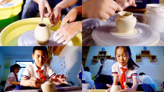 学生学习陶艺