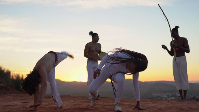 巴西卡波埃拉非洲舞蹈民族舞蹈搏斗