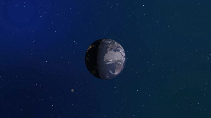 4K高清真实地月系地球月球流星滑过
