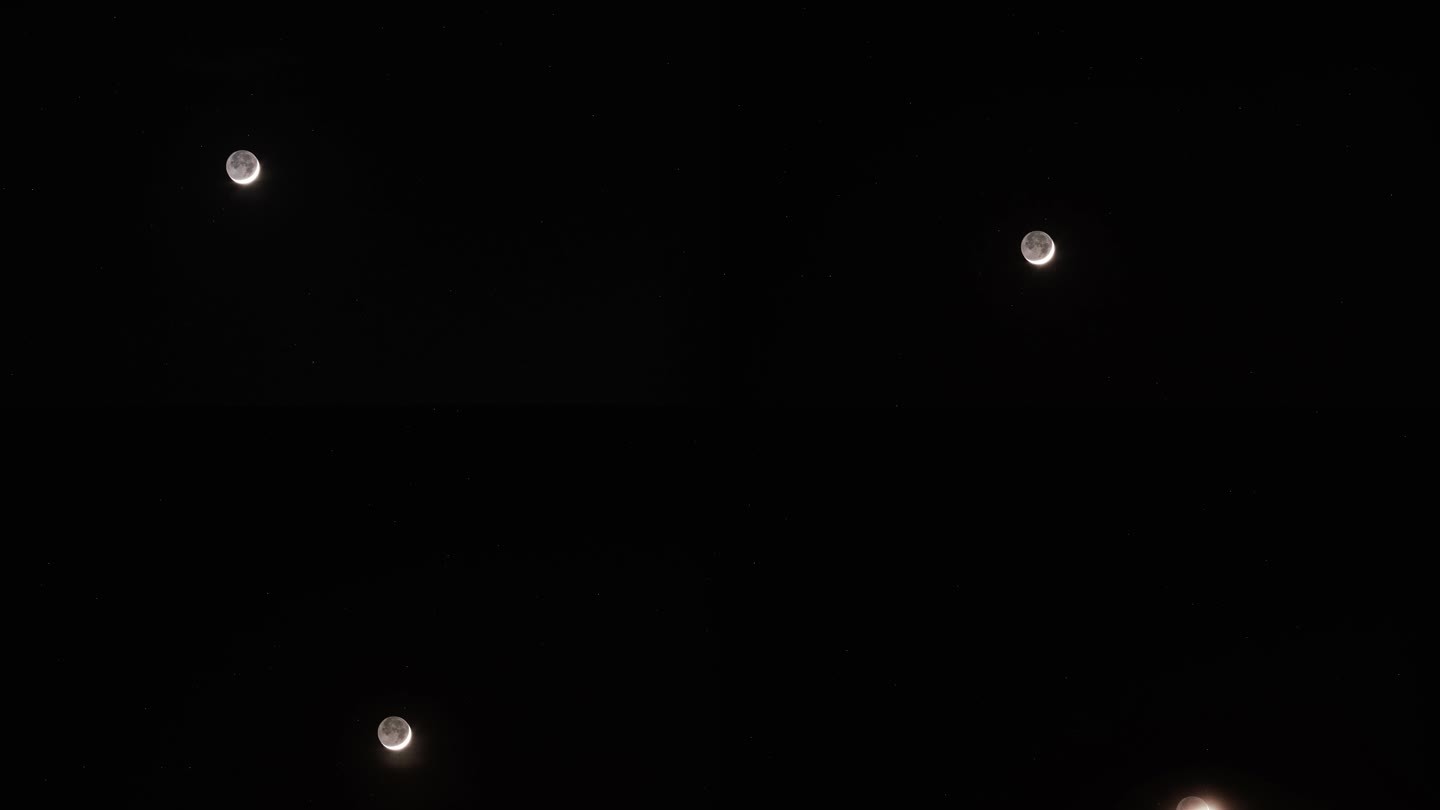 星空上的新月和满月