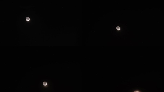 星空上的新月和满月