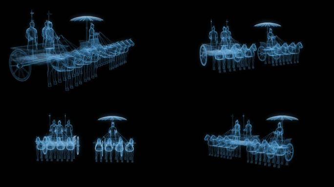 透视全息秦朝兵马俑透明通道素材