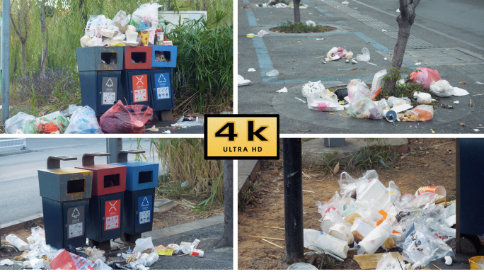 城市生活垃圾、乱扔垃圾、塑料垃圾袋