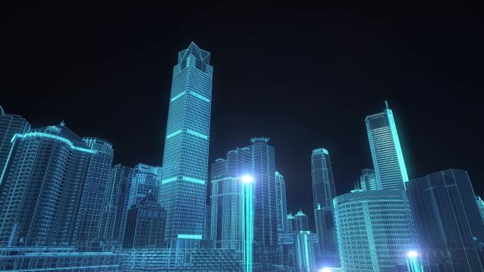 智慧科技城市光线汇聚成文字标题LOGO