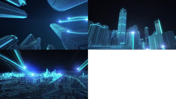 智慧科技城市光线汇聚成文字标题LOGO