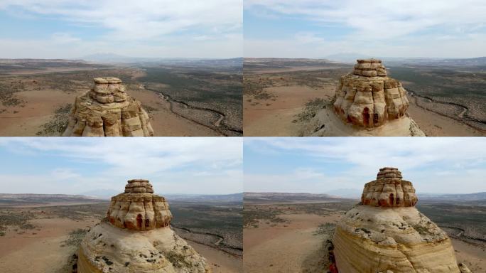 摩押南部犹他州红岩峡谷地区的空中无人机教堂岩石