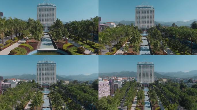 酒店高楼视频边境城市云南德宏芒市宾馆全景