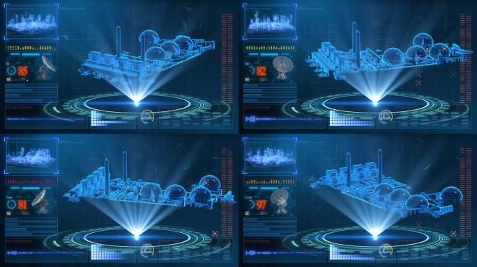 HUD科技界面新能源工厂展示素材