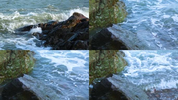 海上空镜、海浪、岩石
