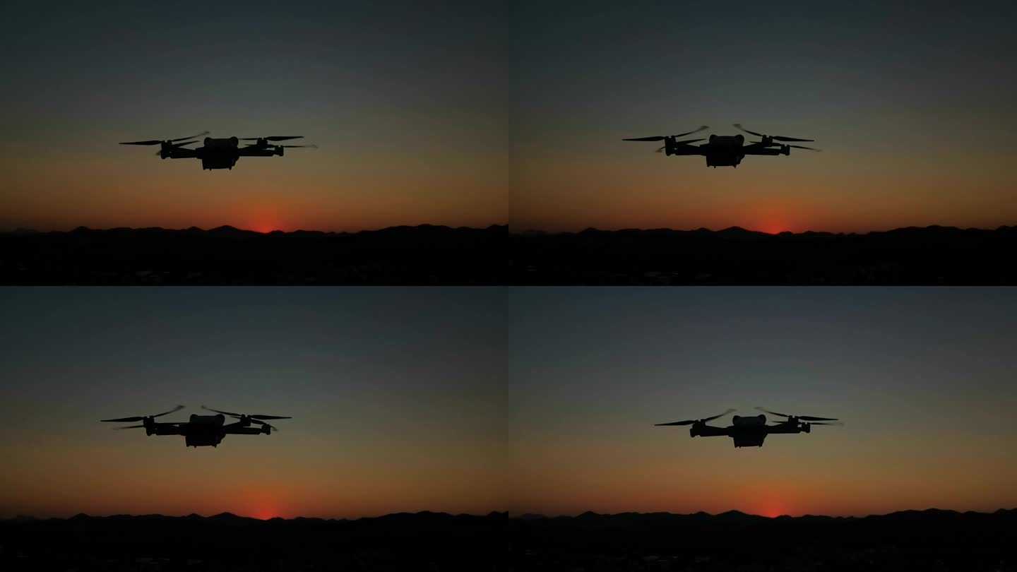 傍晚悬停拍摄的无人机