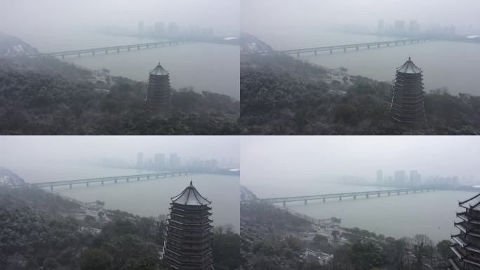 杭州六和塔雪景航拍