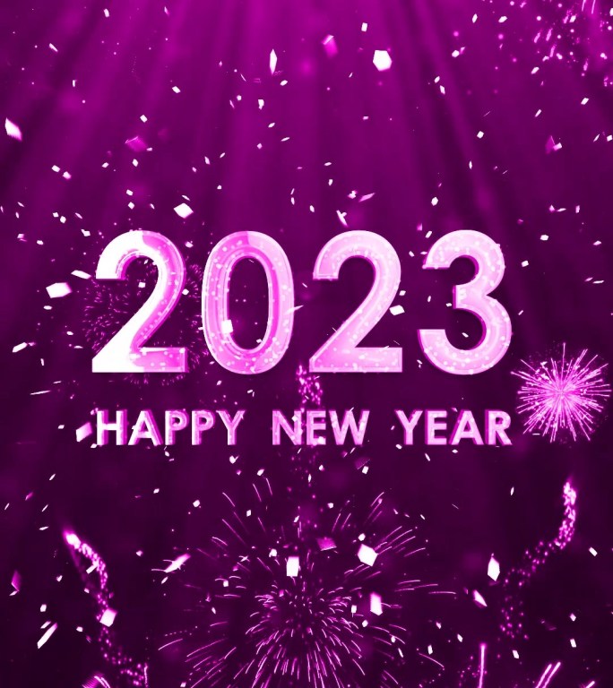 2023紫色烟花跨年倒计时开场视频竖屏