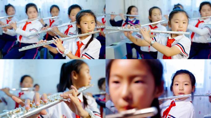 学生学习长笛演奏
