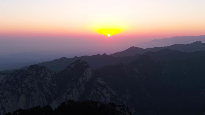 陕西5A级景区华山日出航拍