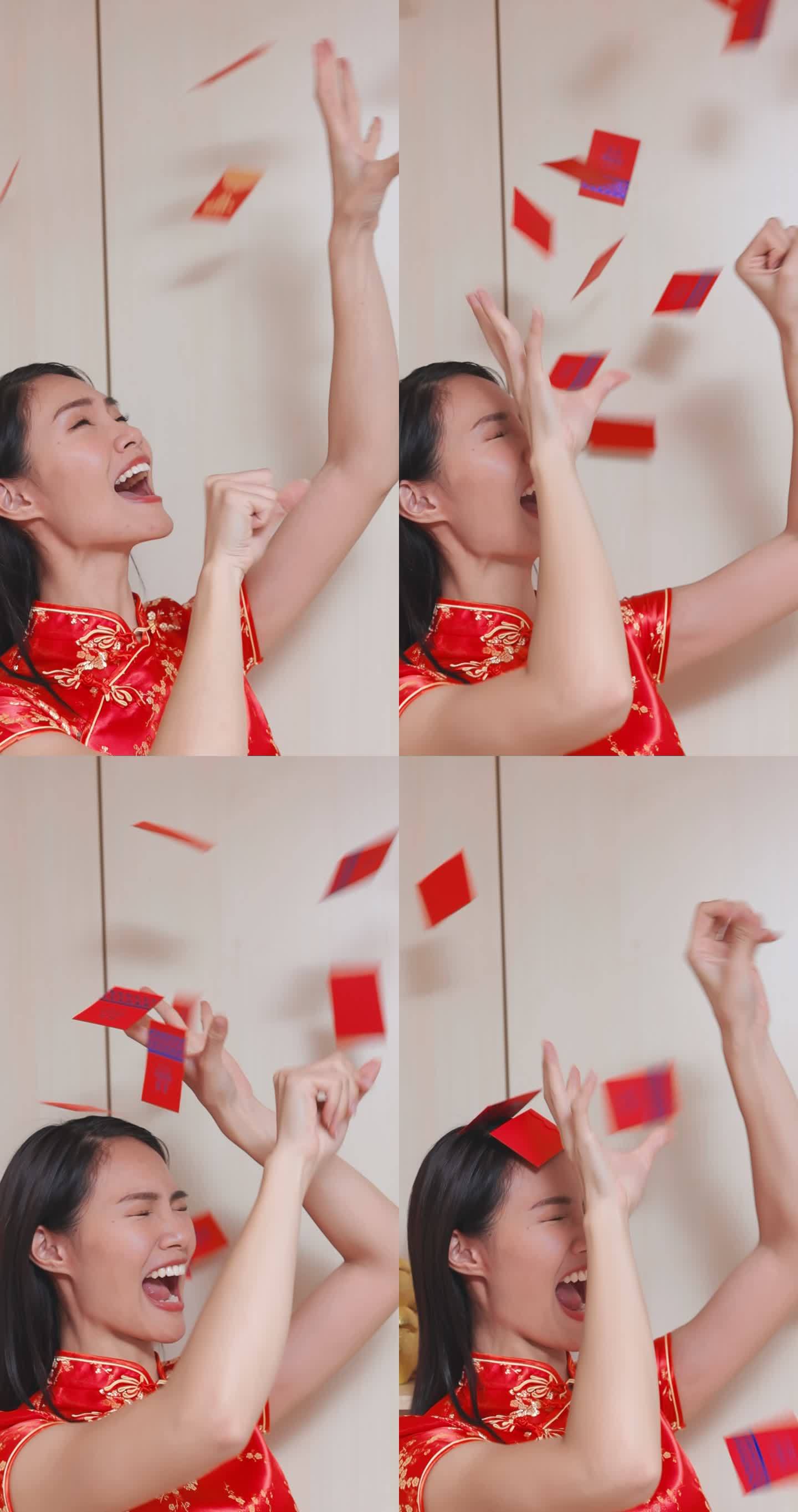 亚洲女孩祝新年快乐