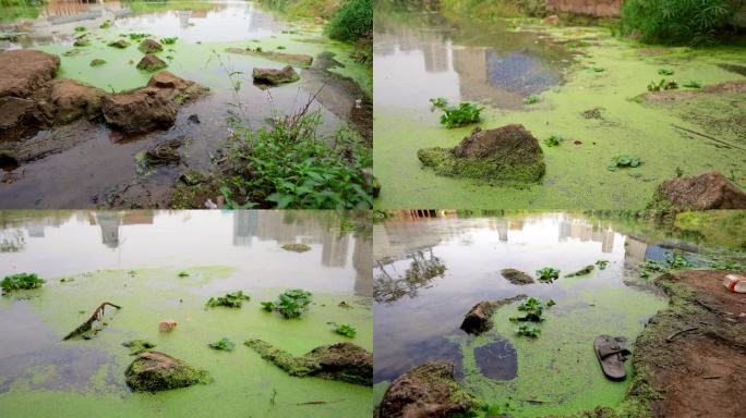 4K长沙圭塘河河道漂浮垃圾升格空镜