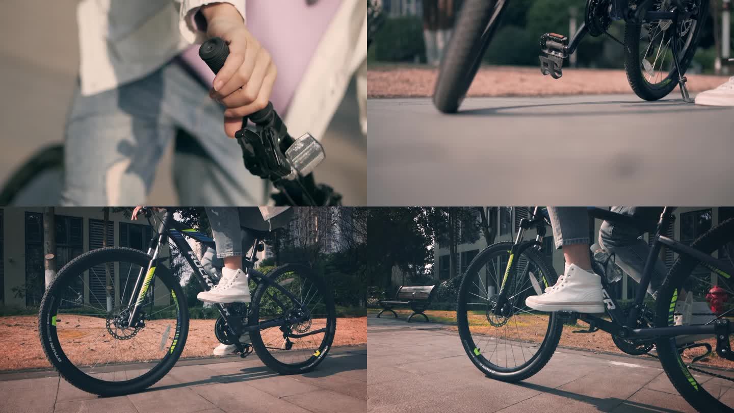 骑自行车 骑单车 骑车 低碳出行绿色出行