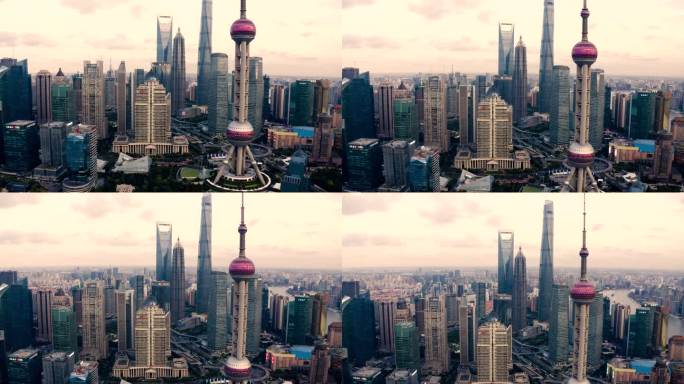 无人机拍摄：上海天际线4K鸟瞰图