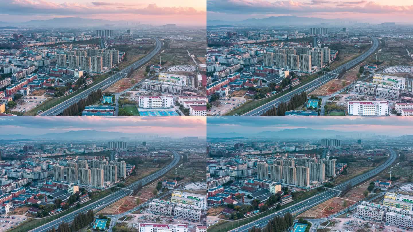 义乌苏溪国贸大道航拍延时摄影