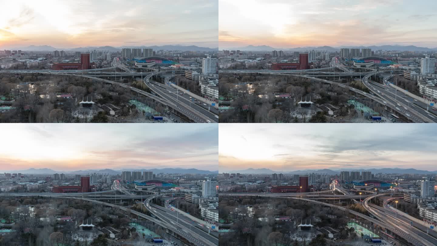北京西四环丰北桥日落夜景与蓝调时刻