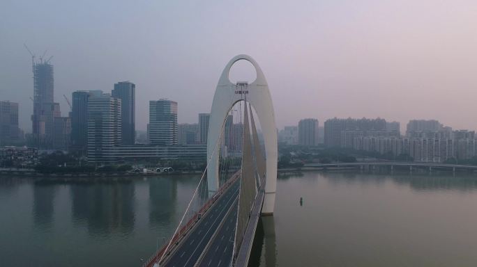 广州疫情猎德大桥航拍空镜