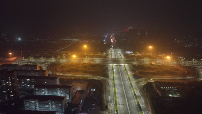 临沂北外环长春路航拍立体交通8分钟夜景