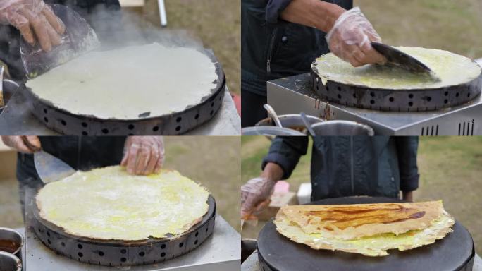 煎饼果子制作流程视频素材