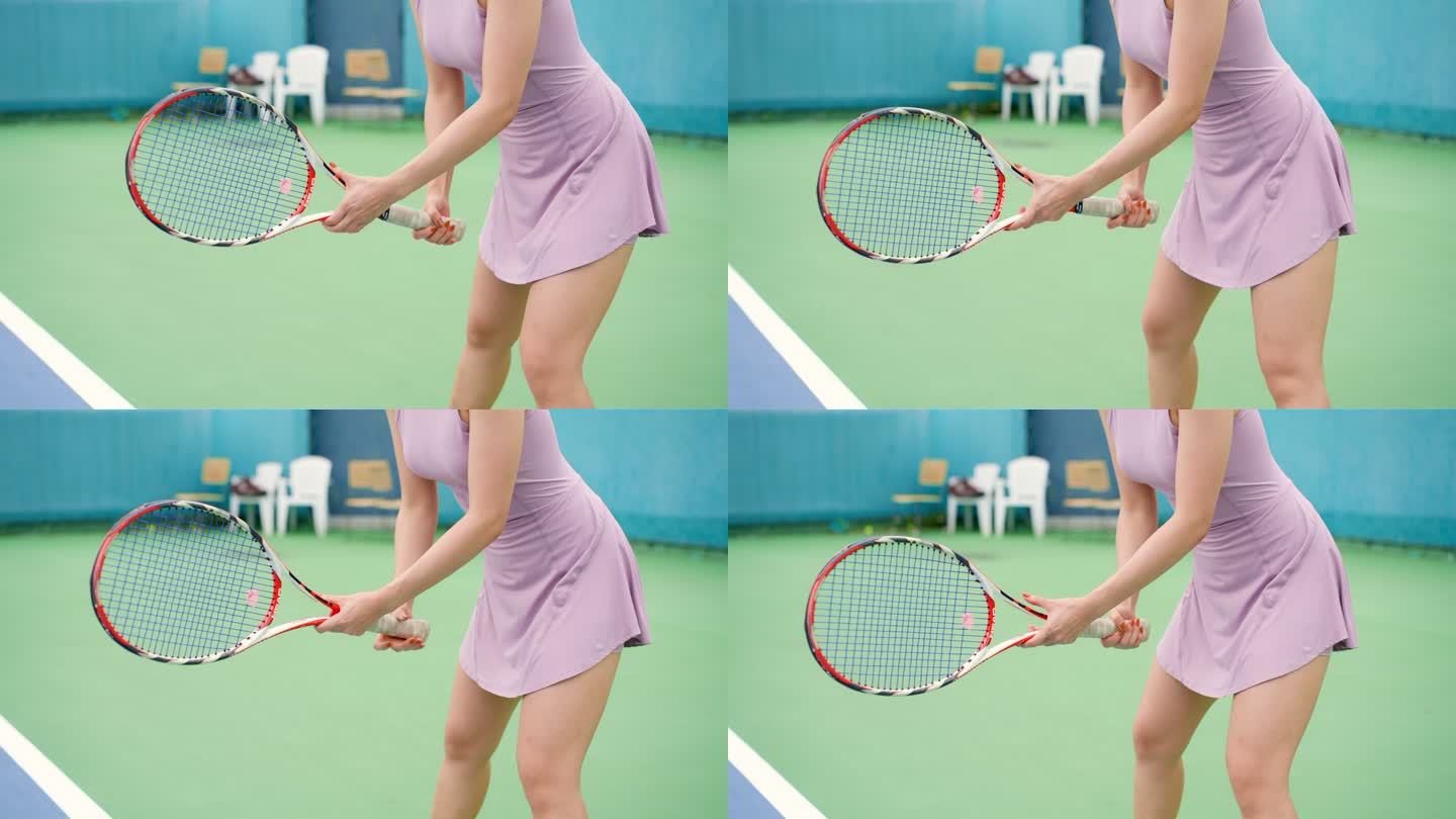 职业网球场上的女子