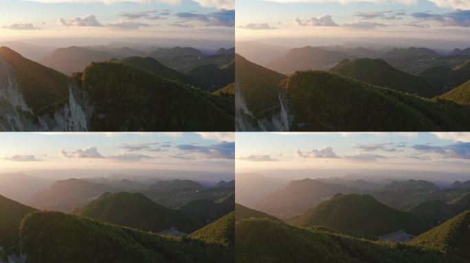 航拍高山夕阳