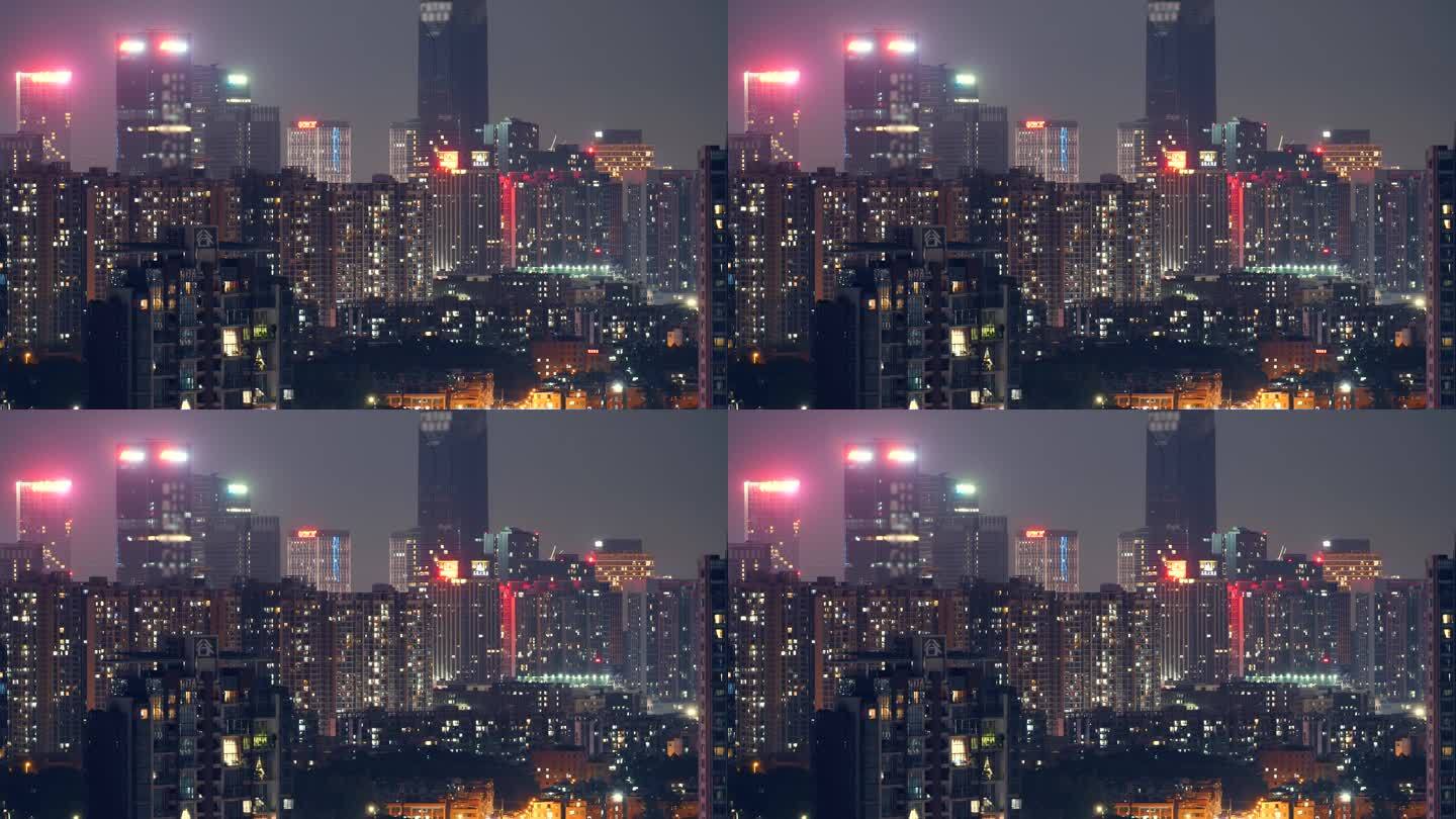 城市夜晚建筑高楼夜景4k延时视频素材