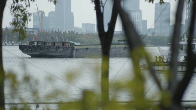 江边轮船公园空镜