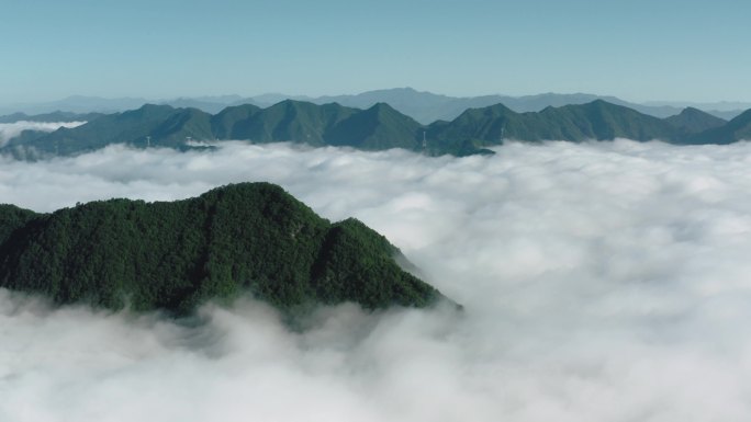 中国陕西秦岭风景鸟瞰图。