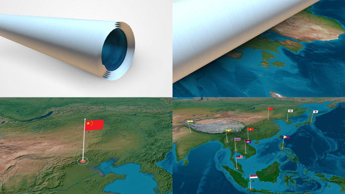 世界地图国旗坐标展示