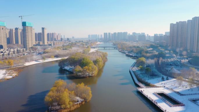 蒲河雪景航拍