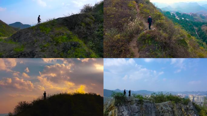 两个中年男子登山商议密谋