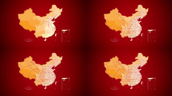 中国铁路运输地图(红黄)20221113