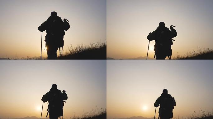 登山者背影登山素材行者探险家旅行徒步远方