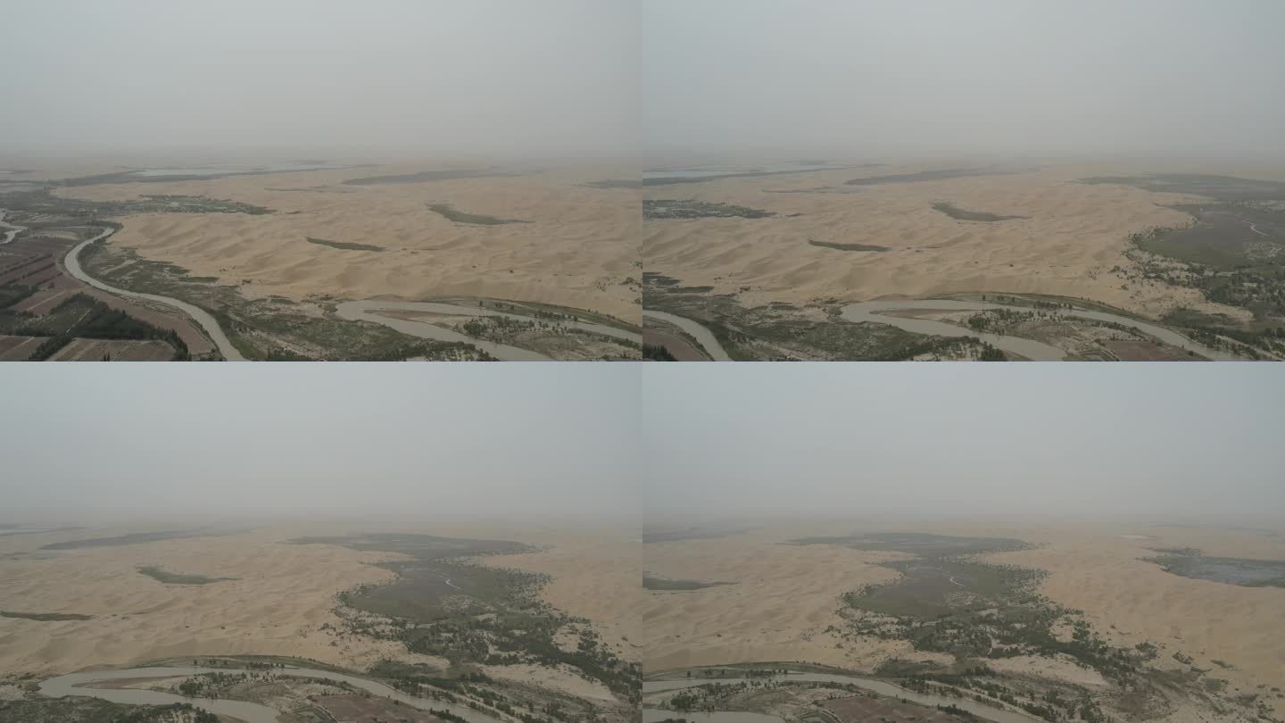 新疆航拍塔克拉玛干沙高空镜头漠横移画面