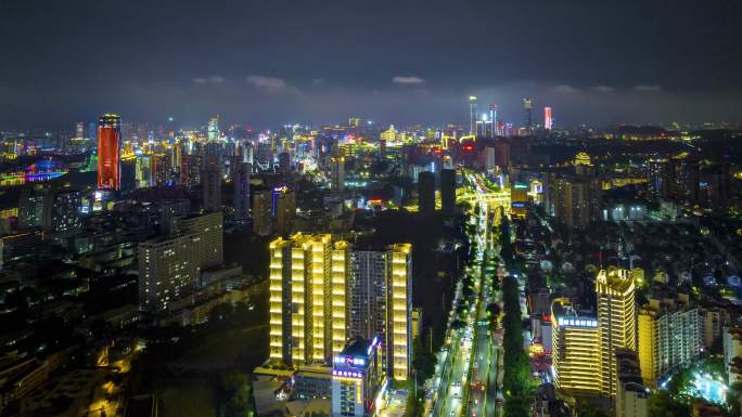 4K延时航拍南宁葫芦鼎大桥周边夜景