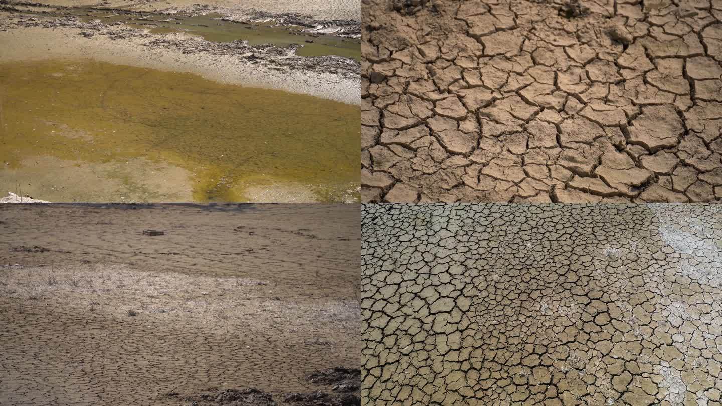干涸干旱开裂土地缺水旱灾水资源枯竭