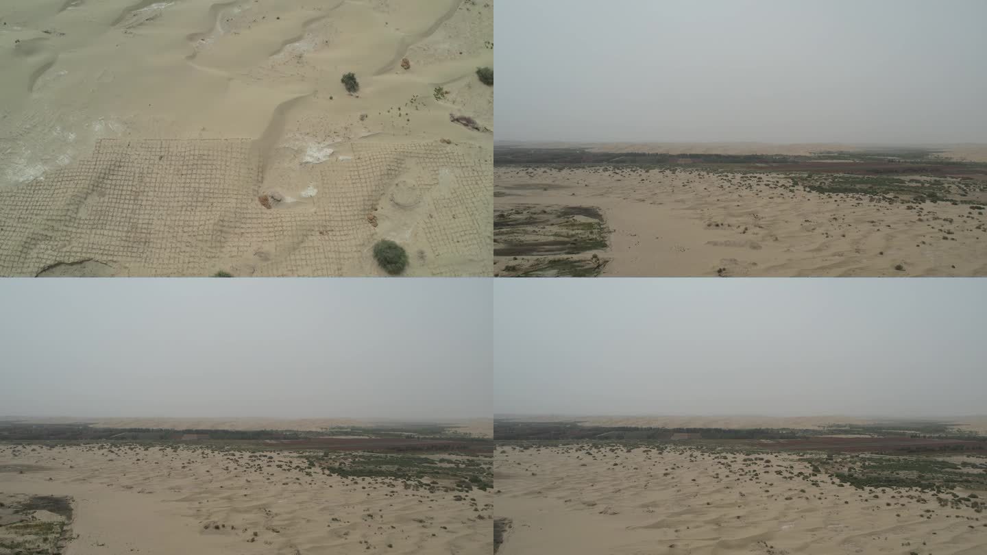 新疆航拍塔克拉玛干俯拍+仰头沙漠画面