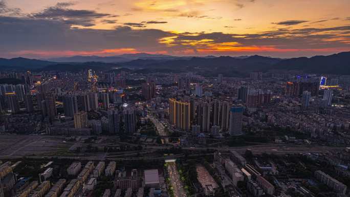 4k湖南怀化城市夜景延时